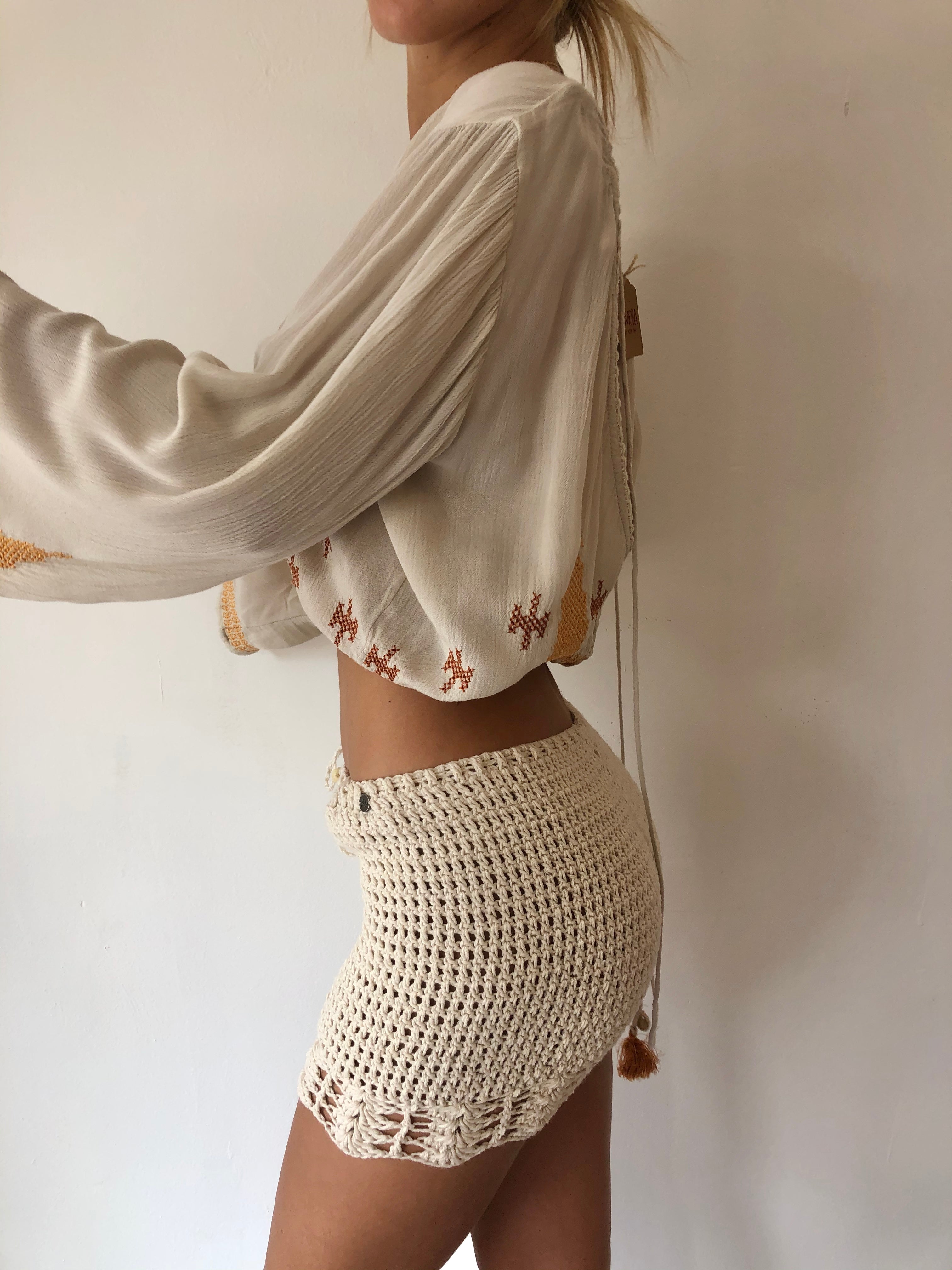 Menorca Mini Skirt - Handmade Crochet Cotton Mini Skirt | Mora Girls