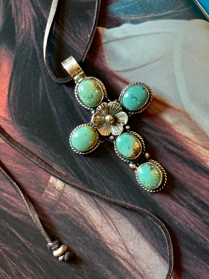 Lara L Turquoise Cruz necklace