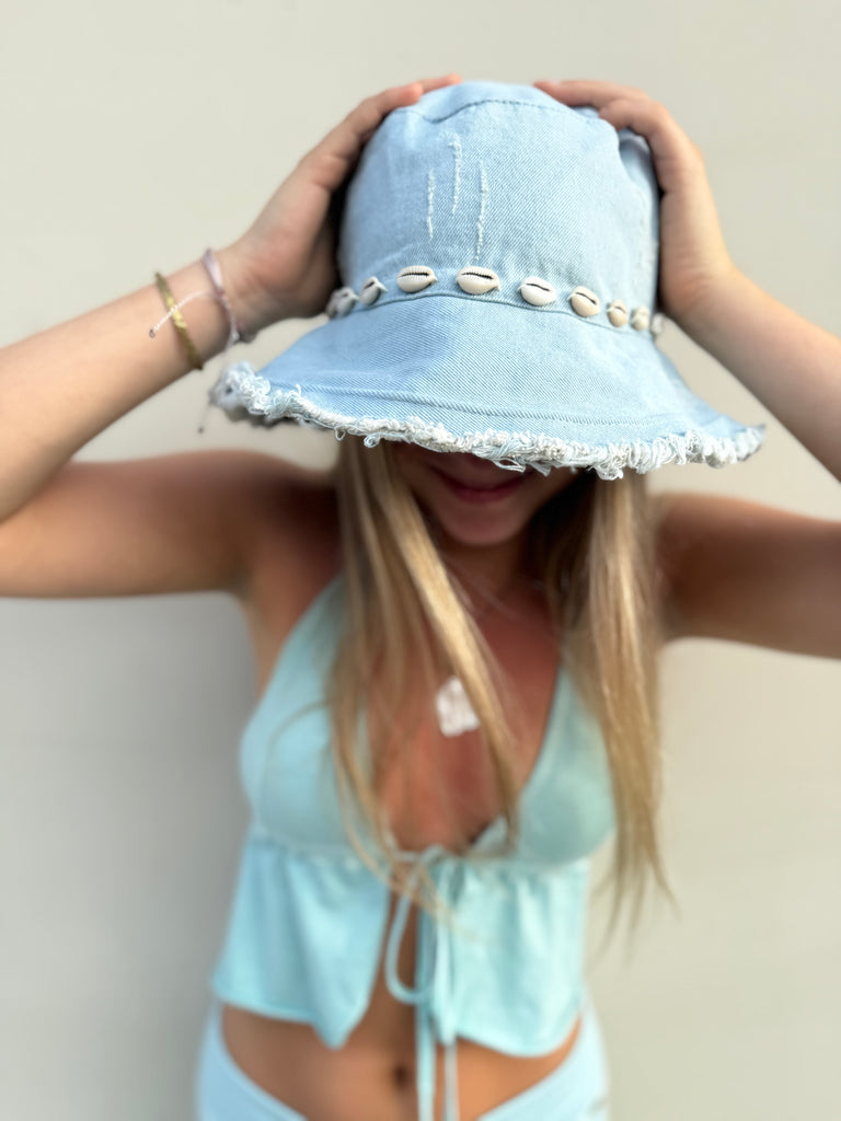 Cowrie baby bucket hat