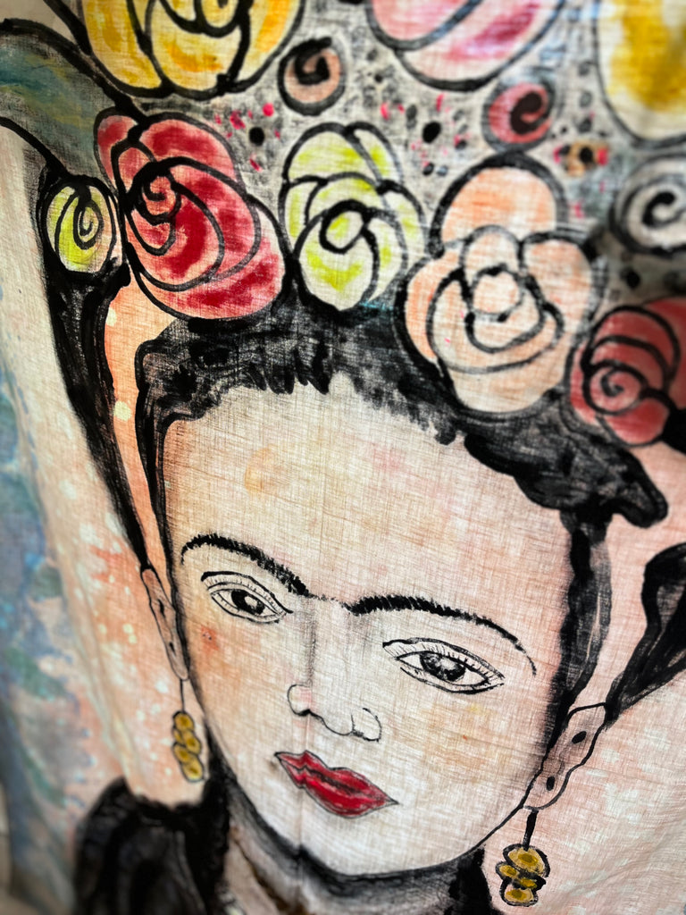 Frida kahlo hand painted canvas