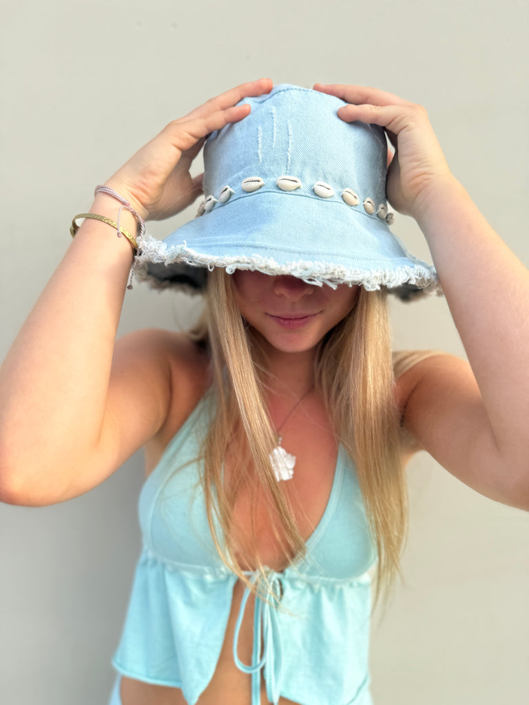Cowrie baby bucket hat