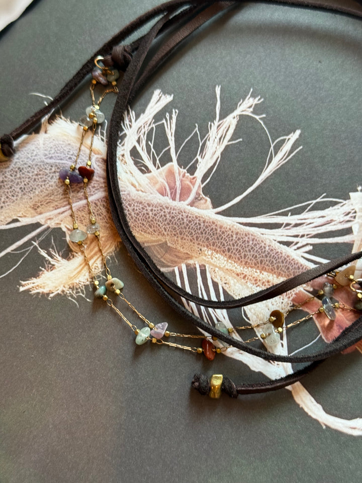 Lara L. Dune Chain Leather Wrap