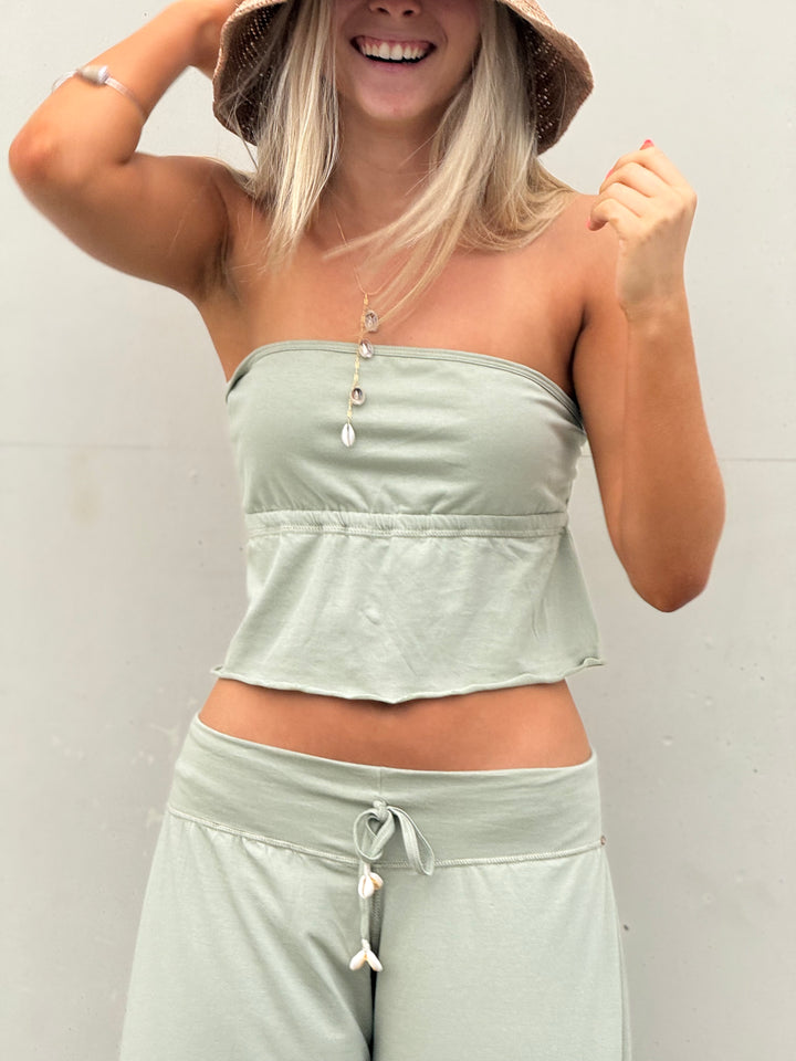 Matcha strapless top