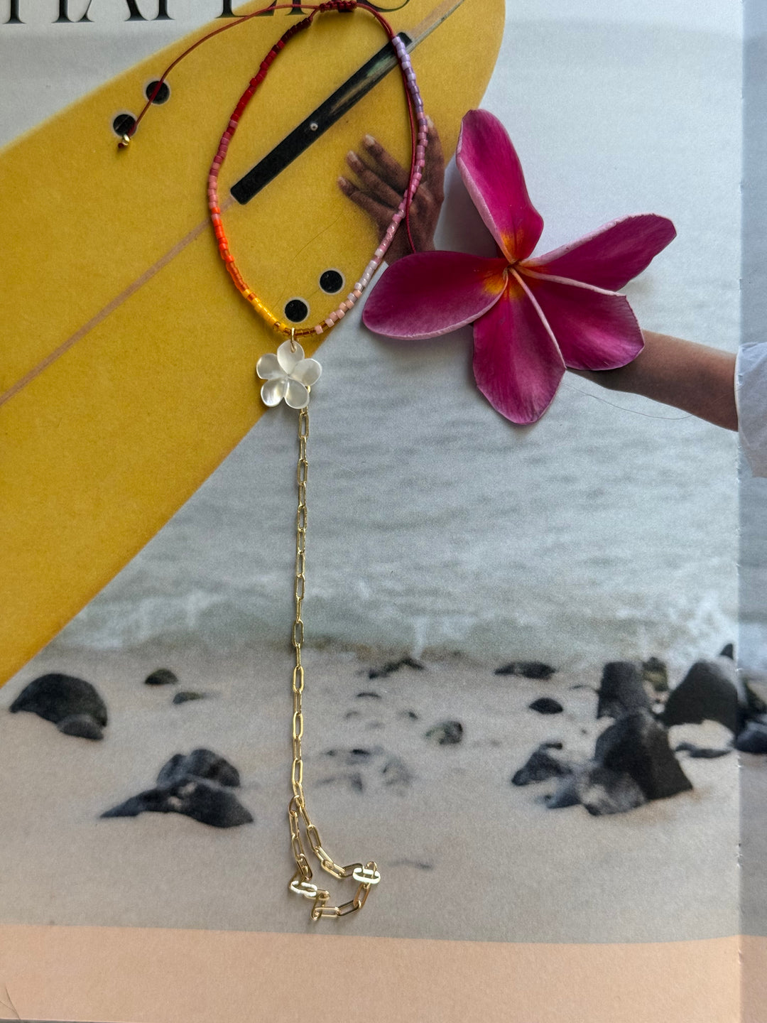 Lara L petal  glow hand chain