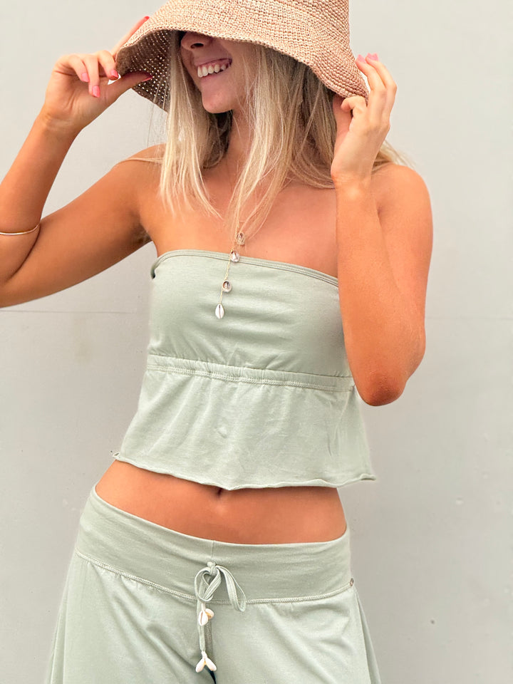 Matcha strapless top