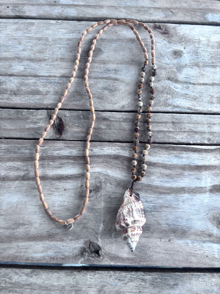 Tidal Wood &amp; Shell Necklace