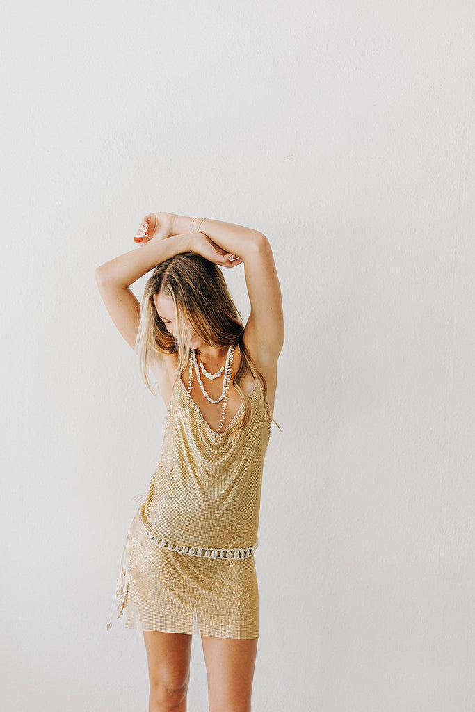 I am Golden Mini Dress