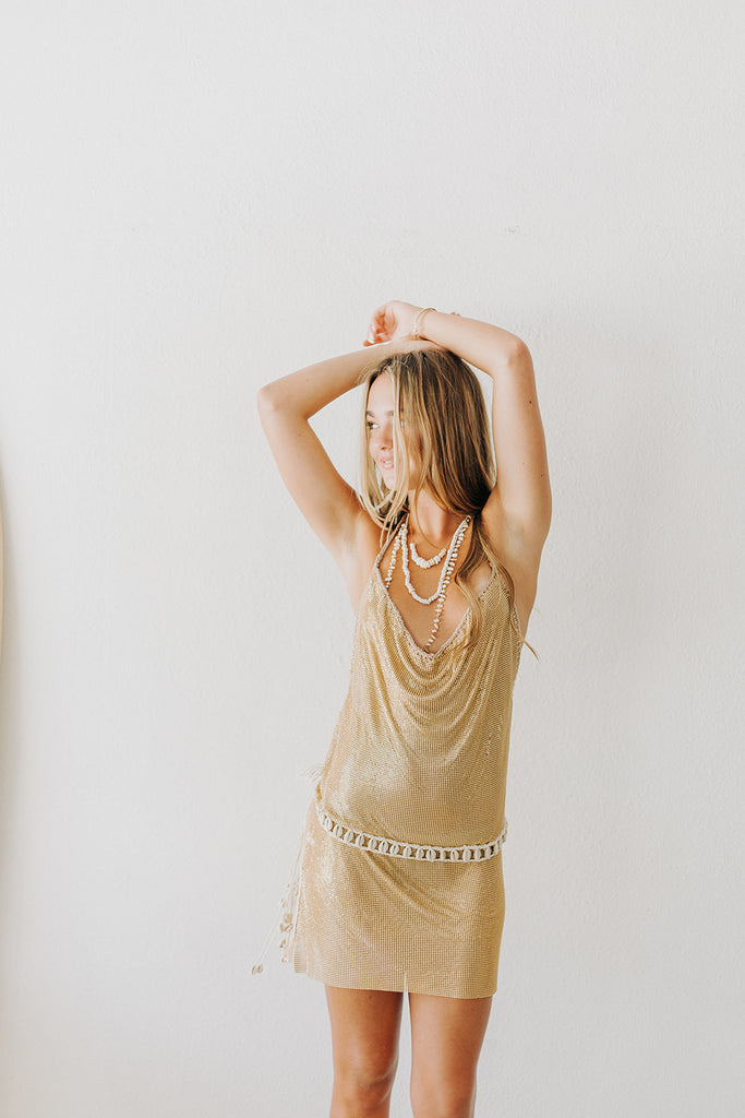 I am Golden Mini Dress