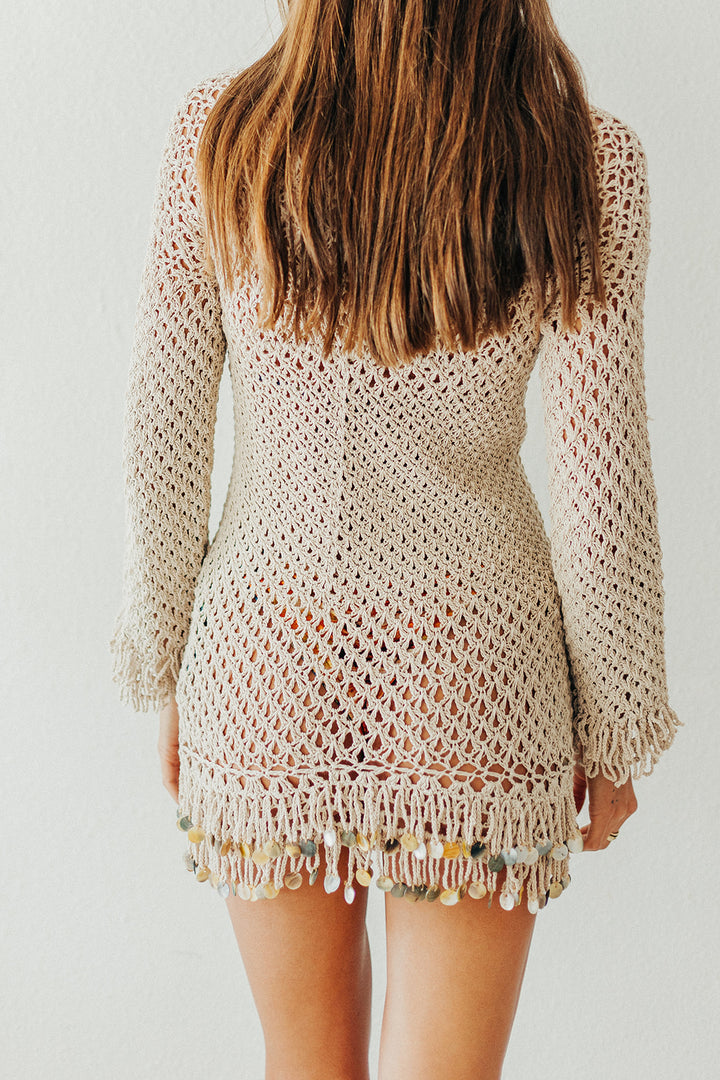 Cadiz Fringe Crochet Mini Dress