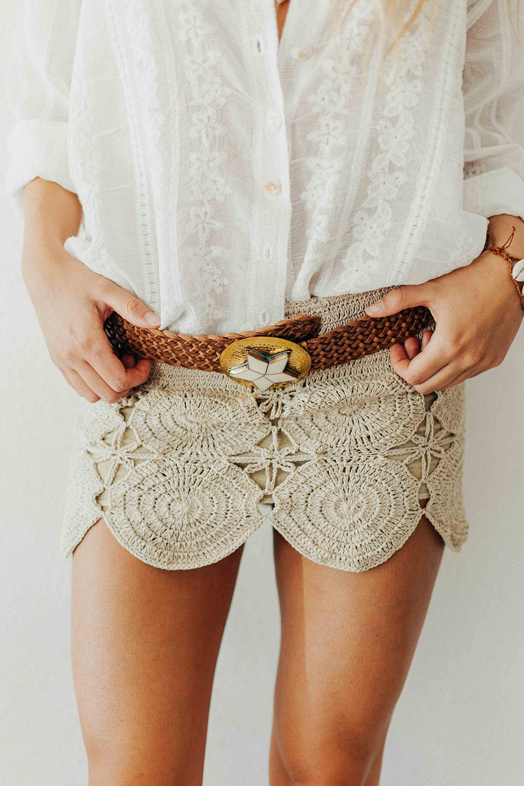 Moroccan leather belt with star buckle
