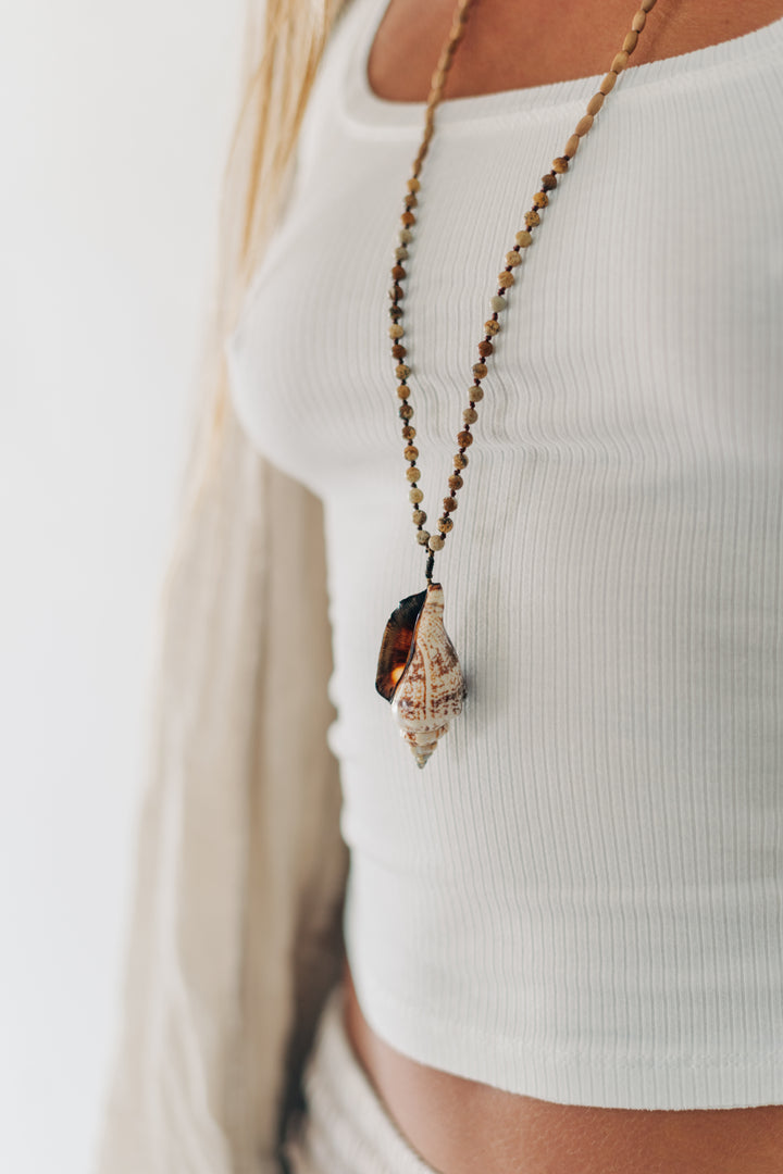 Tidal Wood &amp; Shell Necklace
