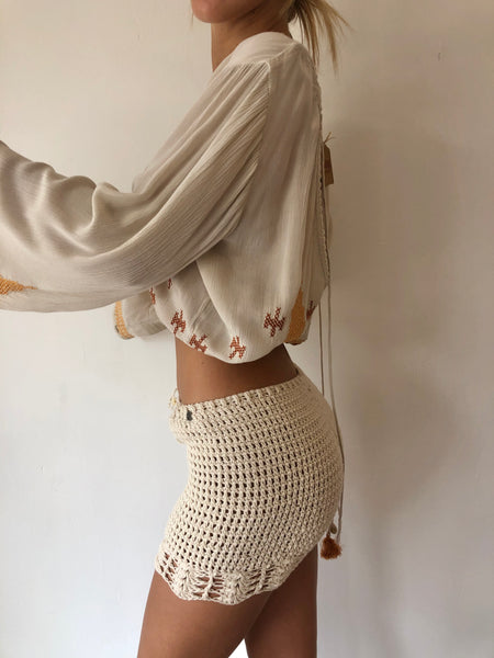 Menorca Mini Skirt - Handmade Crochet Cotton Mini Skirt | Mora Girls